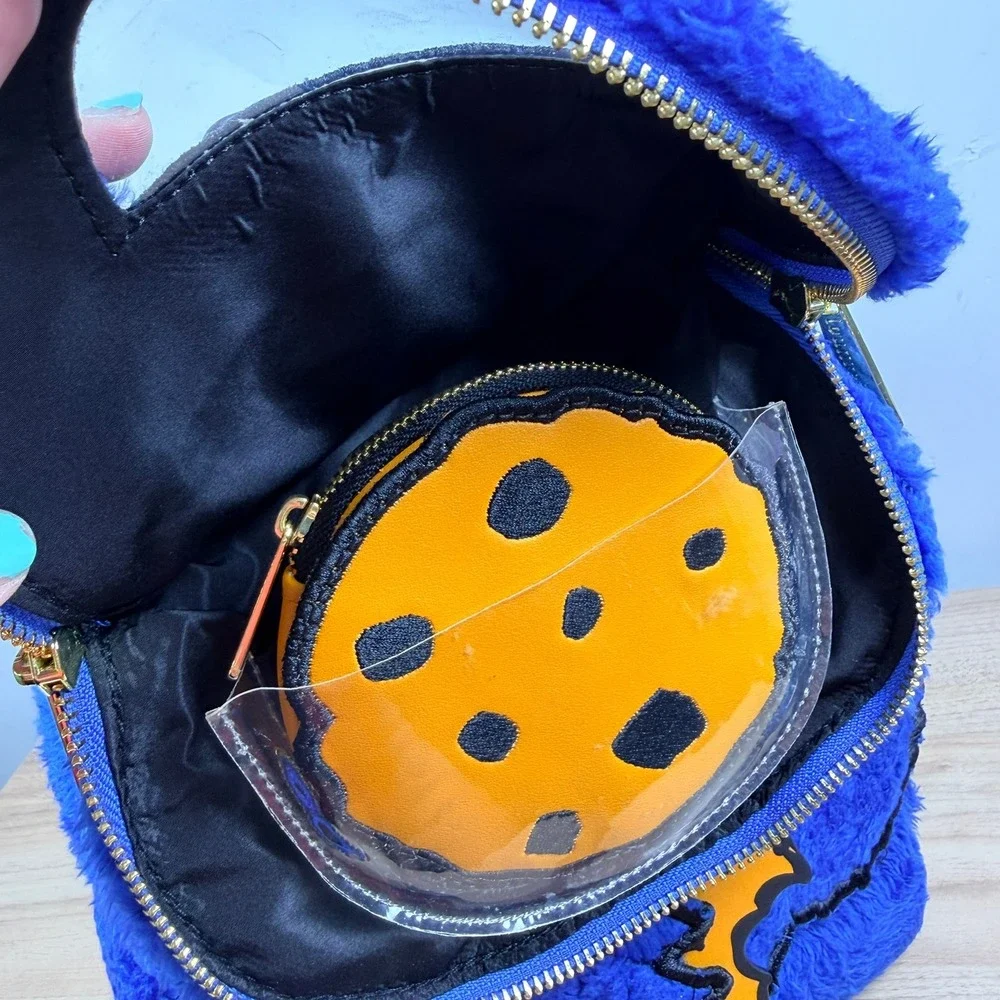 Loungefly Sesame Street Cookie Monster Mini Backpack and Coin Purse Furry NEW